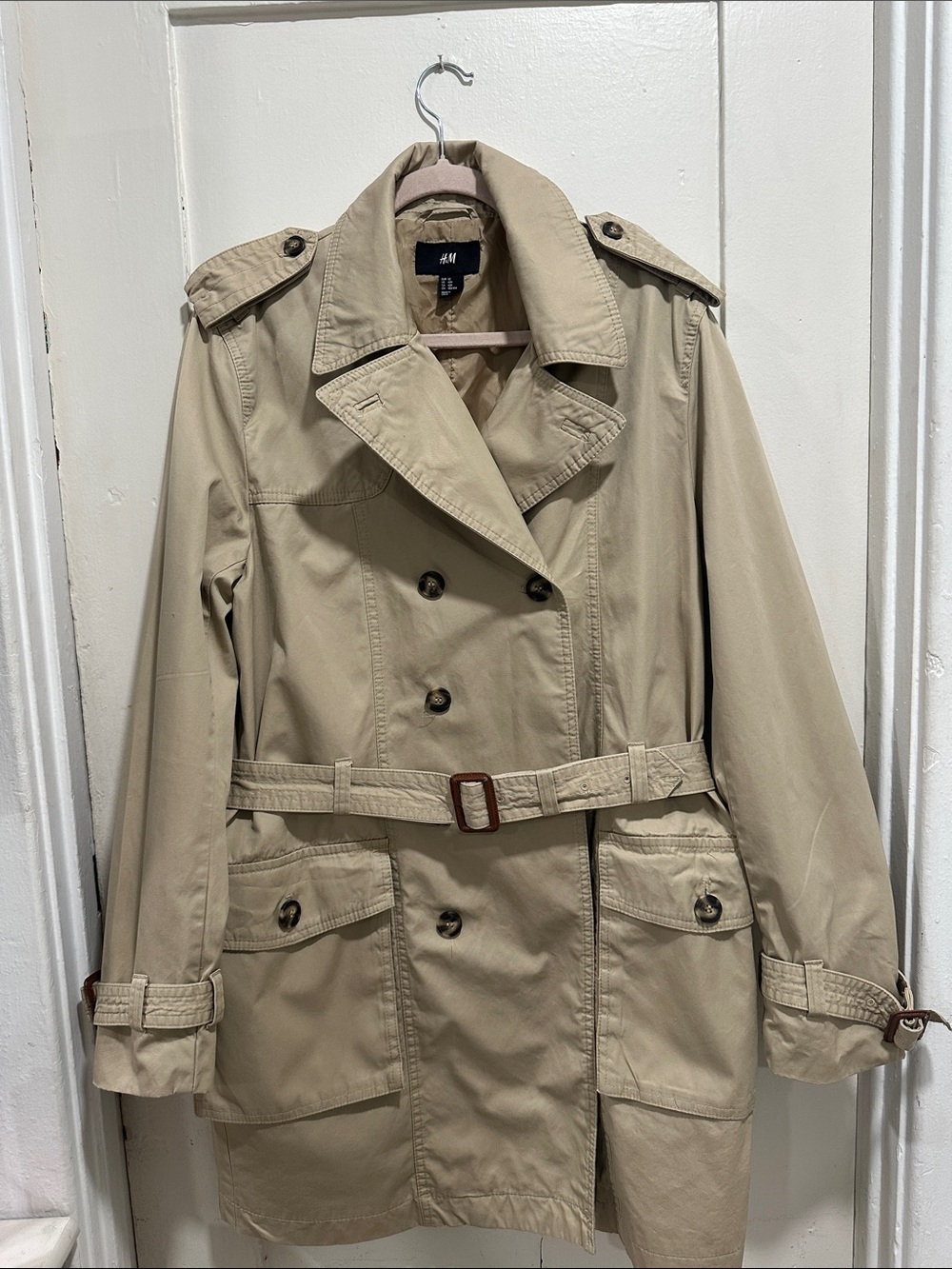H&M Khaki Trench Coat with Belt